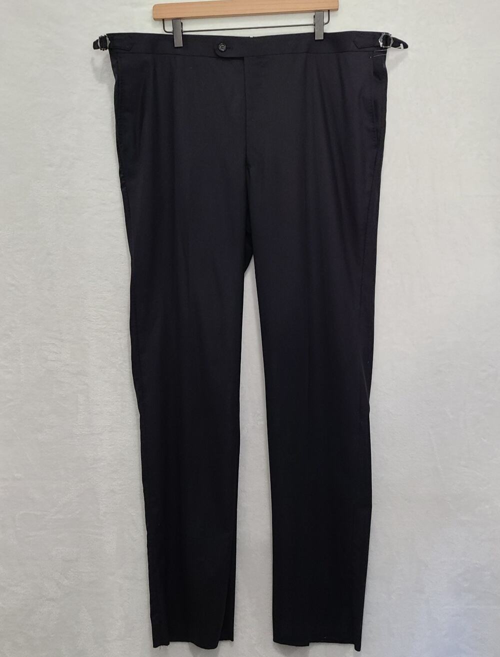 NWOT Knot Standard Black Dress Pants Men Side Tab Adjuster Flat Front Raw Hem